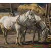 Konie na podwórku wiejskim - Alfred Wierusz-Kowalski