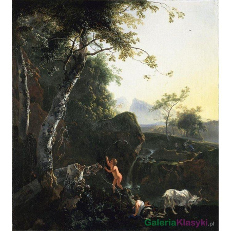 Pejzaż górski z wodospadem - Adam Pynacker