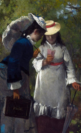 Pensjonarki na spacerze w lasku - Alfred Wierusz - Kowalski