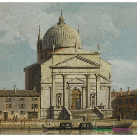 Wenecja, widok z Kościołami Redentore i San Giacomo, z zacumowane Man-o-war, gondole i barki - Canaletto