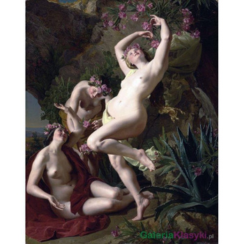 Trzy Gracje z różami - Ferdinand Georg Waldmuller