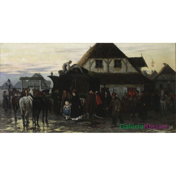 Przyjazd karetki pocztowej do miasteczka - Alfred Wierusz-Kowalski