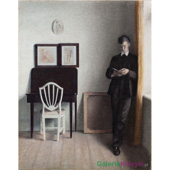 "Młodzieniec czytający w pokoju" - Vilhelm Hammershoi