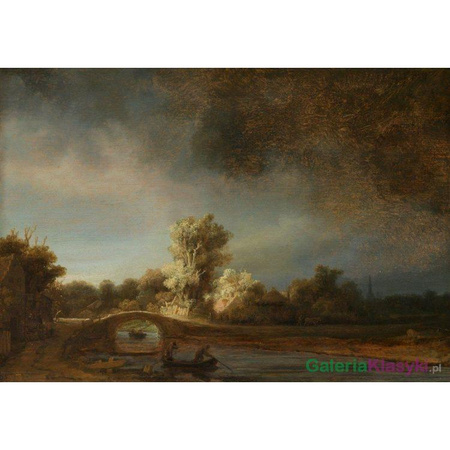 Pejzaż z kamiennym mostem - Rembrandt
