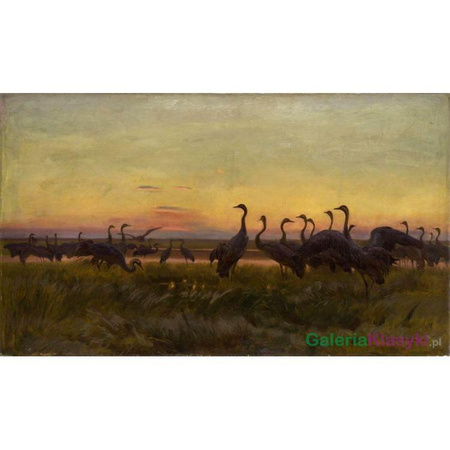 Powitanie słońca. Żurawie - Józef Chełmoński