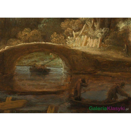 Pejzaż z kamiennym mostem - Rembrandt