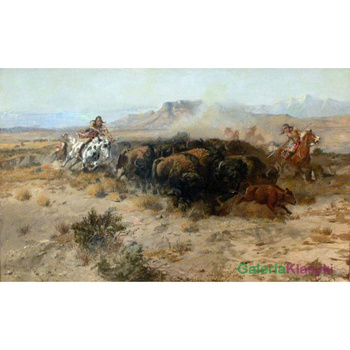 Reprodukcja obrazu: Polowanie na bawoły - Charles Marion Russell