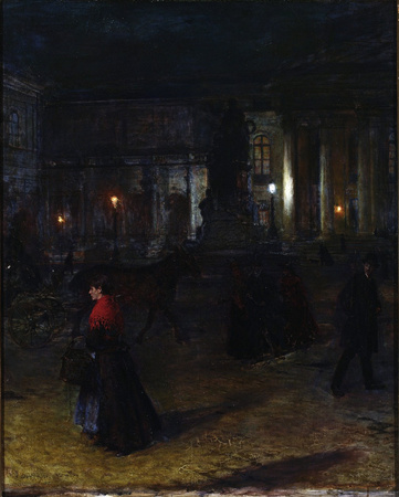 Max-Josephplatz w Monachium w nocy - Aleksander Gierymski