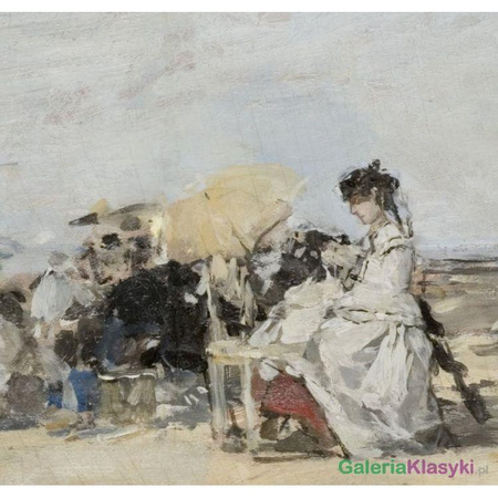 Reprodukcja obrazu: Kobieta w bieli na plaży w Trouville - Eugene Boudin