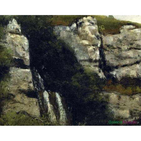 Pejzaż ze skałami i wodospadem - Gustave Courbet