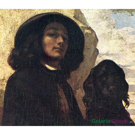 "Autoportret z czarnym psem" - Gustave Courbet