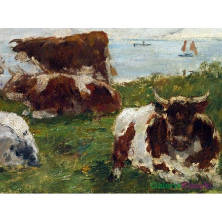 "Krowy na łące nad morzem" - Eugene Boduin