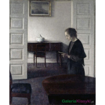 "Wnętrze z czytającą kobietą" - Vilhelm Hammershoi