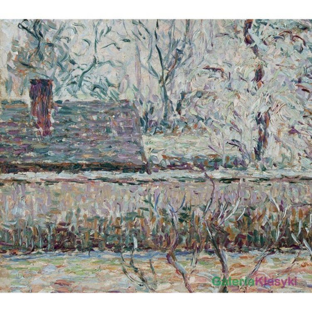 "Krajobraz z domami, mróz i mgła, Eragny" - Camille Pissarro