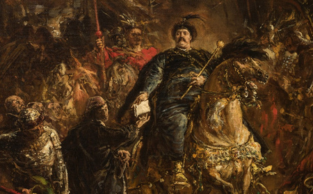 "Jan III Sobieski wręcza kanonikowi Denhoffowi list do papieża" – Reprodukcja