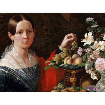 Portret nieznajomej z kwiatami i owocami - Jan Chrucki