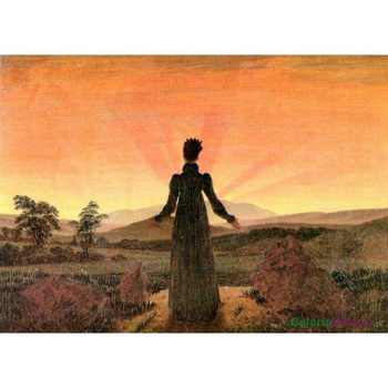 Kobieta na tle zachodzącego słońca - Caspar David Friedrich﻿