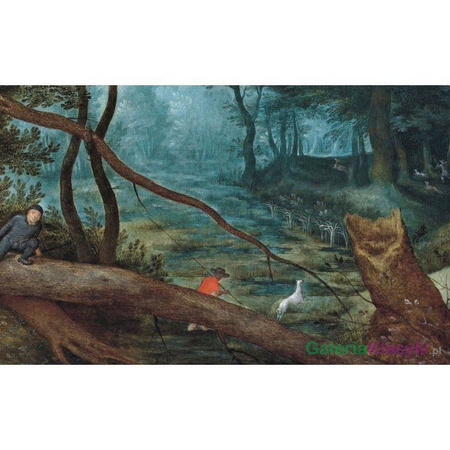 Leśny krajobraz z myśliwymi - Jan Brueghel Starszy
