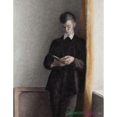 "Młodzieniec czytający w pokoju" - Vilhelm Hammershoi