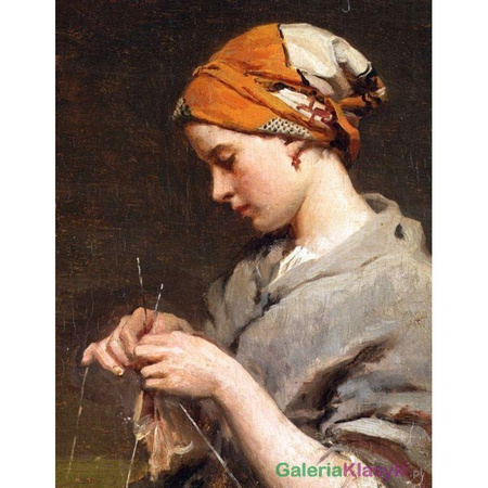 Dziewczyna robiąca na drutach - Jules Breton