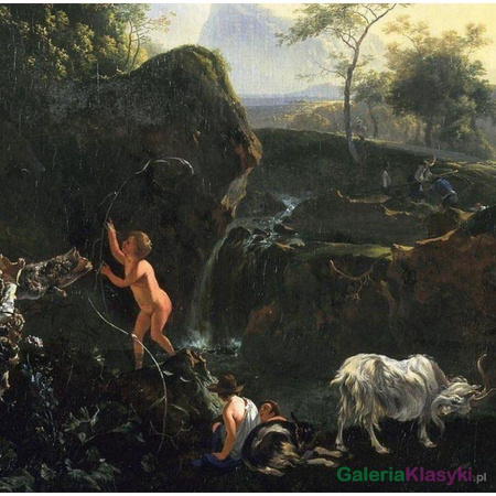 Pejzaż górski z wodospadem - Adam Pynacker