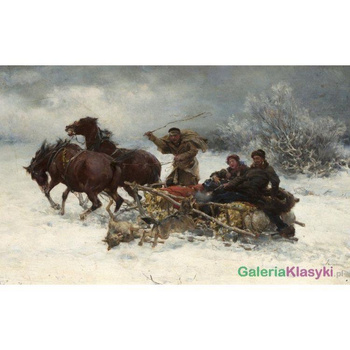 "Wilki napadające sanie" - Alfred Wierusz-Kowalski