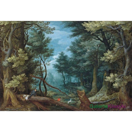Leśny krajobraz z myśliwymi - Jan Brueghel Starszy