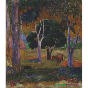 "Krajobraz ze świnią i koniem" - Paul Gauguin