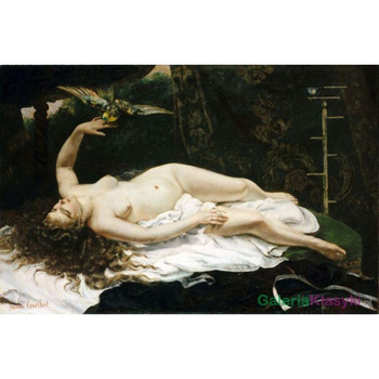 "Kobieta z papugą" - Gustave Courbet