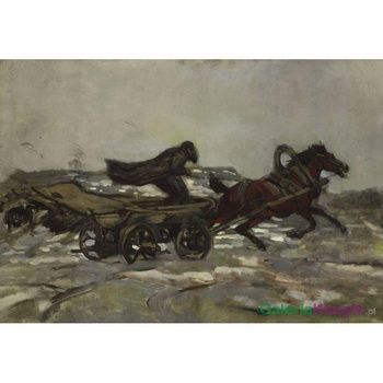 Pędzący wóz z woźnicą Żydem - Józef Chełmoński