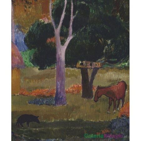 "Krajobraz ze świnią i koniem" - Paul Gauguin