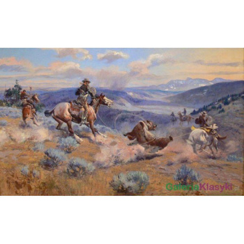 Chwytanie niedźwiedzia na lasso - Charles Marion Russell