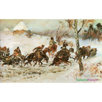 Artyleria w odwrocie, szkic do panoramy Berezyna - Wojciech Kossak