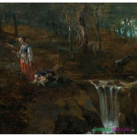 "Leśny krajobraz z wodospadem" - Adam Pynacker