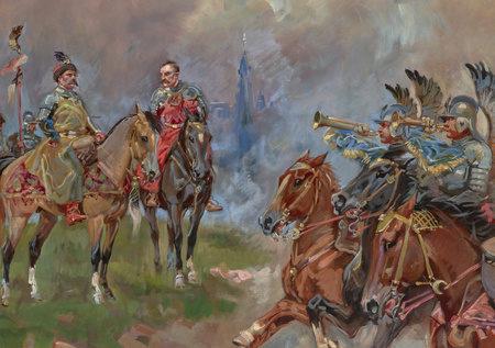 Polska Husaria podczas parady przed Królem Janem III Sobieskim - Wojciech Kossak