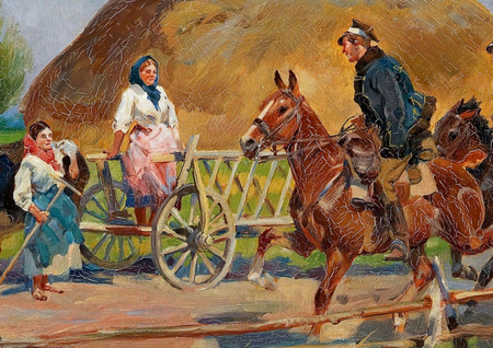 Spotkanie na wiejskiej drodze - Wojciech Kossak