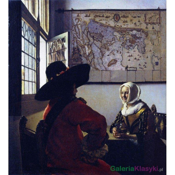 Oficer i uśmiechnięta dziewczyna - Jan Vermeer