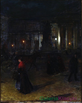 Max-Josephplatz w Monachium w nocy - Aleksander Gierymski