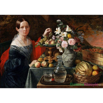 Portret nieznajomej z kwiatami i owocami - Jan Chrucki