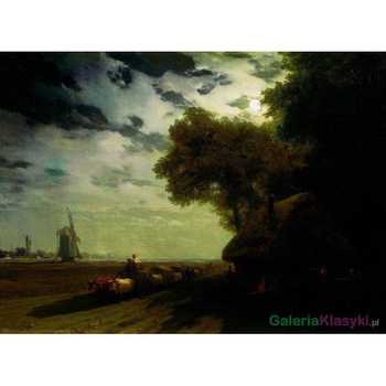 Ukraiński pejzaż z czumakami w świetle księżyca - Iwan Ajwazowski