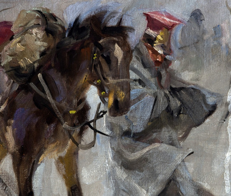 Ułan prowadzący konia - Wojciech Kossak