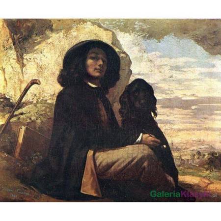 "Autoportret z czarnym psem" - Gustave Courbet