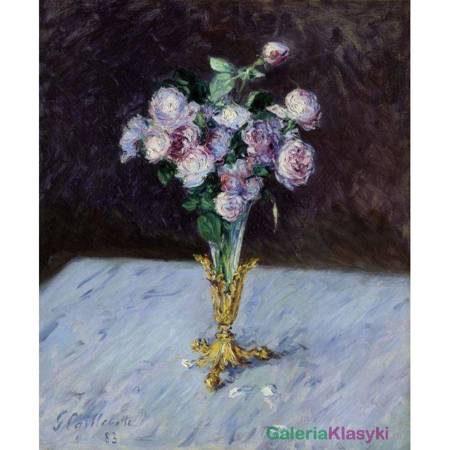 "Bukiet róż w kryształowym wazonie" - Gustave Caillebotte