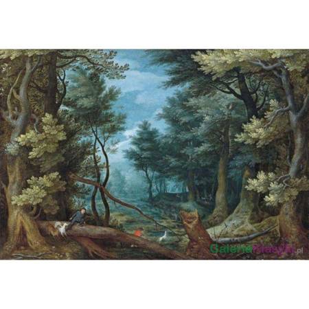 Leśny krajobraz z myśliwymi - Jan Brueghel Starszy