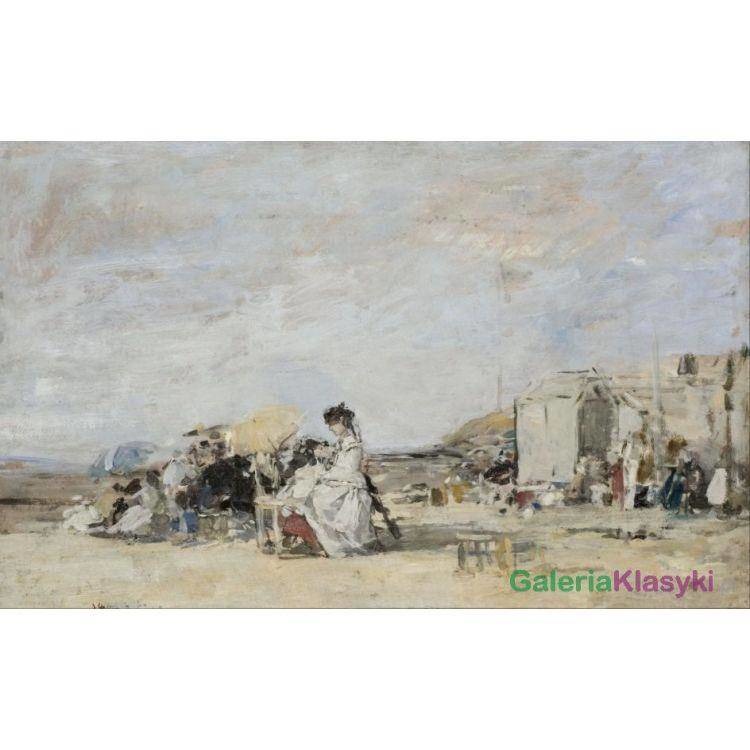 Reprodukcja obrazu: Kobieta w bieli na plaży w Trouville - Eugene Boudin