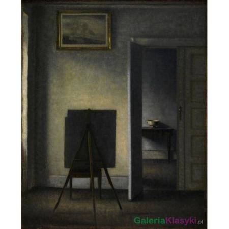 "Wnętrze ze sztalugą" - Vilhelm Hammershoi